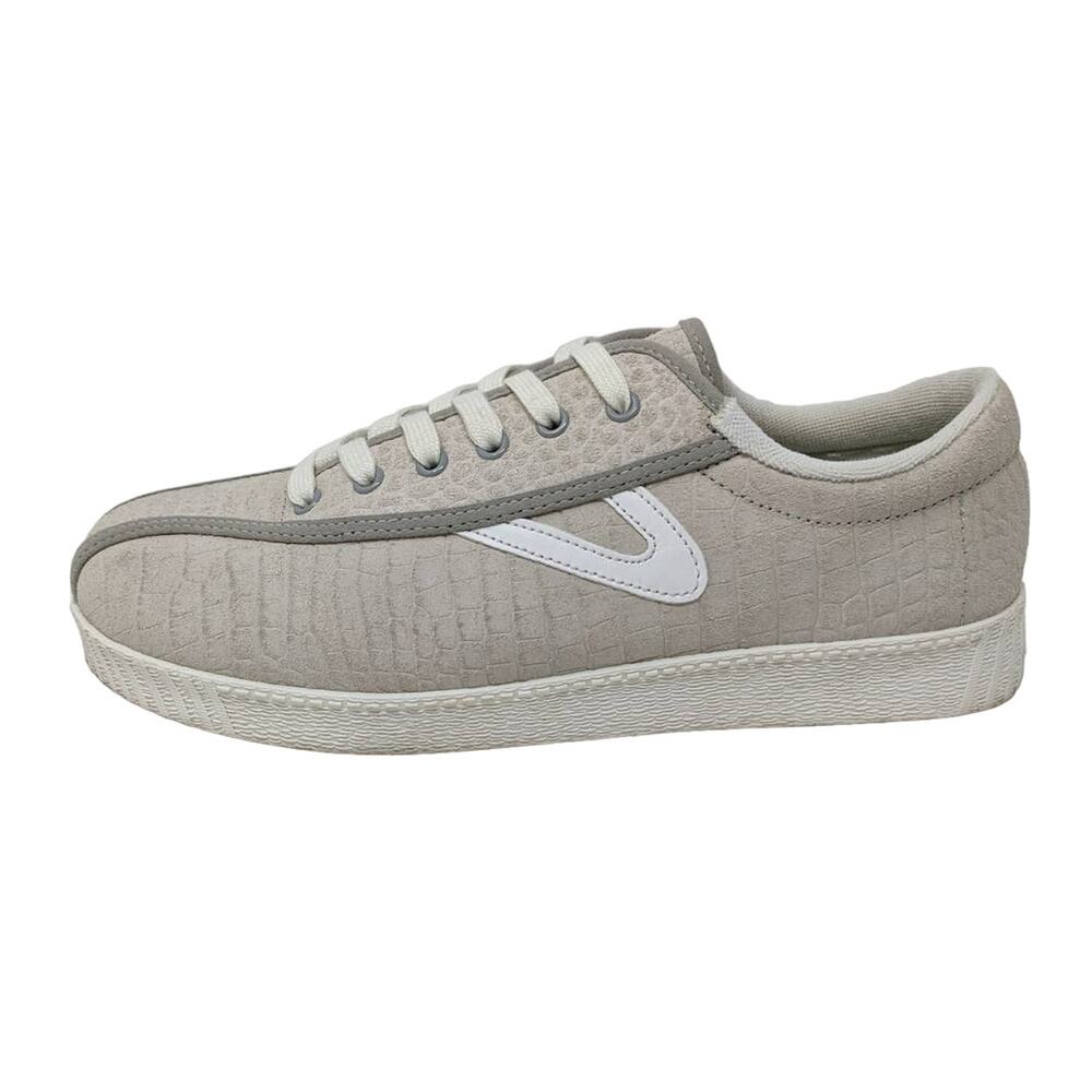 Tretorn Shoes Womens 8.5 Nylite Plus Sneakers Grey Croc Leather Low Top Lace Up